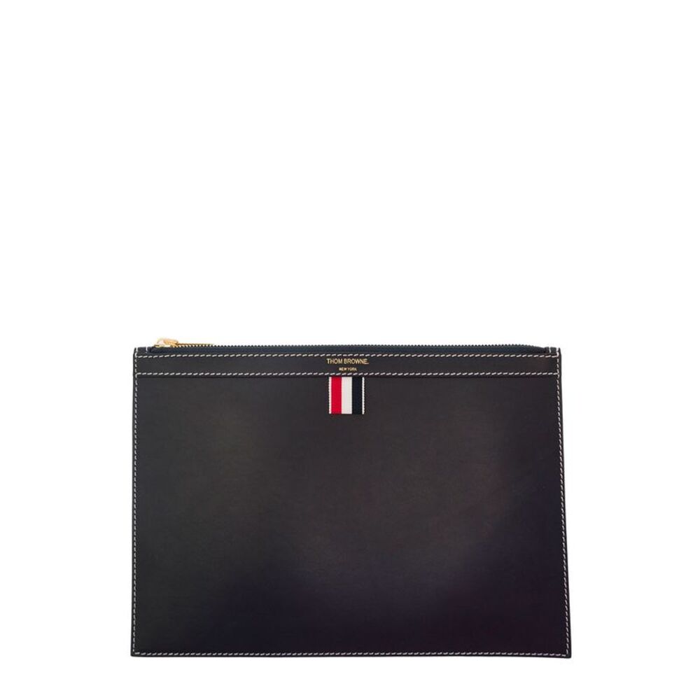 Thom Browne Men Blue Clutch With Logo Detail In Leather Man